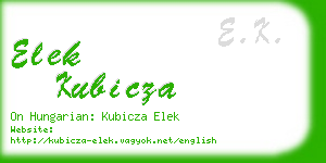 elek kubicza business card